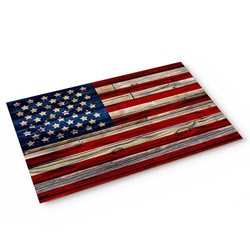 Independence Day Welcome Mats for Front Door Indoor American Patriotic Flag Non Slip Door Mats Rugs Star Entrance Doormat Funny Floor Mat Machine Washable July 4th Decorations 18x30 Blue Red