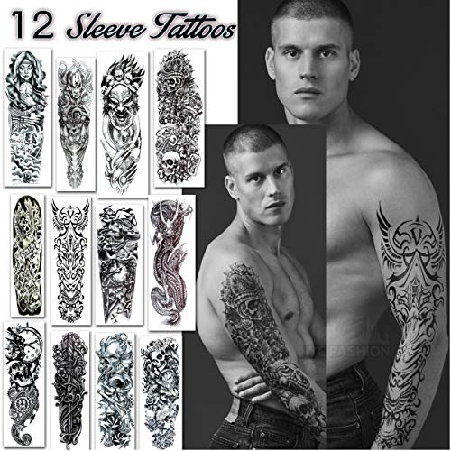 8 Temporary Tattoos Full Arm and Leg Long Sleeve Tattoo Body Art  For Adults and Teens Colorful