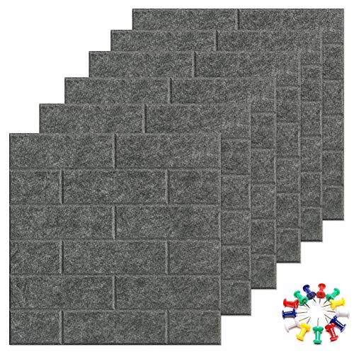 VANCORE 118 x 118 Large Bulletin Board with 30 Push Pins Felt Subway Tiles for PhotosNotesLetterMemo 6 Pack Wall Boards for Office Dark Grey