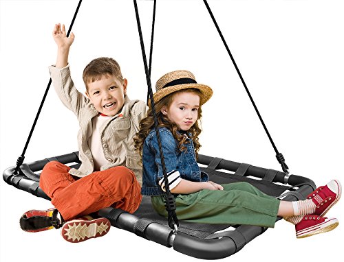 Sorbus Outdoor Platform Swing for Kids  Rectangular Mat Swing for Tree Swing Set Playground  Accessories Included 40 x 30 Rectangle Black