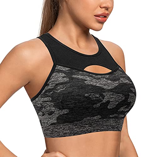 Wingslove Womens Mid Impact Sports Bra Removable Padded Wireless Bra Racerback Yoga Fitness Workout Bra 12pack