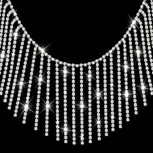 Rhinestone Fringe Trim Rhinestones Tassel Chain Diamond Crystal Tassel Fringe Trim for Sewing Crafts Decoration Clothing Accessories1 Yard