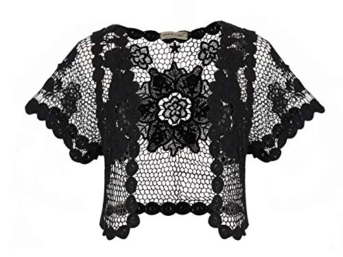 AnnaKaci Women39s Lace Shrugs Short Sleeve Crop Bolero Open Cardigans for Wedding Evening Dresses