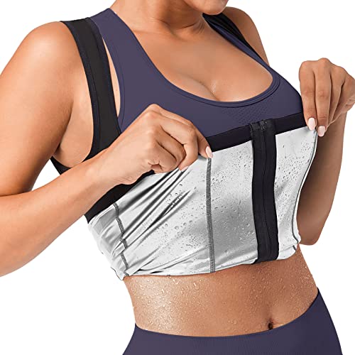 FeelinGirl Sauna Vest for Women Weight Loss Sweating Suana Shirt Body Shaper Suit Plus Size with Zipper