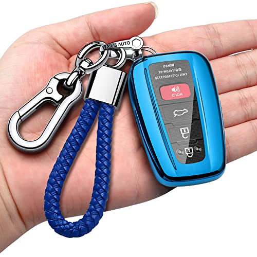 Autophone Compatible With Toyota Key Fob Cover with Keychain Soft TPU Key Shell CaseFor 20202022 Highlander 20182022 RAV4 Camry CHR Corolla Avalon Prius GT86 Smart KeyBlack