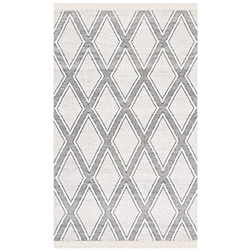 SAFAVIEH Natura Collection 339 x 539 IvoryBlack NAT867Z Handmade Wool Entryway Living Room Foyer Bedroom Accent Rug