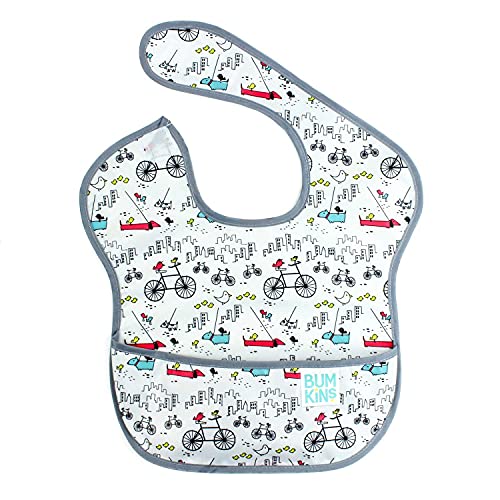 Bumkins SuperBib Baby Bib Waterproof Washable Fabric Fits Babies and Toddlers 624 Months  Always Hungry XOXO Hearts 3Pack