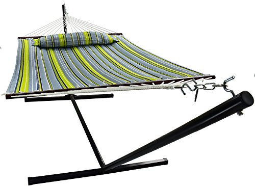 GreenBlue Sorbus Hammock with Stand Spreader Bars and Removable Pillow 450 lb Weight Capacity Seats 2 IndoorOutdoor Use Patio Deck Yard