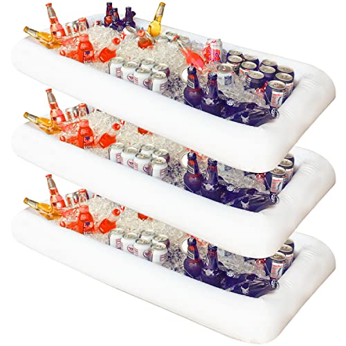 Novelty Place Inflatable Ice Serving Buffet Bar with Drain Plug  Salad Food  Drinks Tray for Party Picnic  Camping Pack of 3