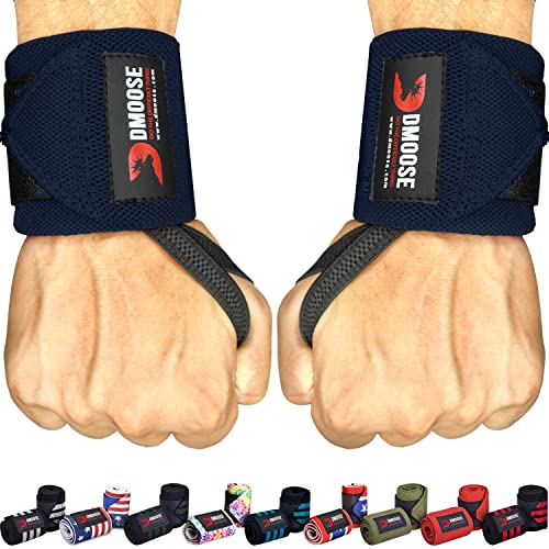 DMoose Wrist Wraps Avoid Injury and Maximize Grip with Thumb Loop 18 or 12 Gym Straps Pair Wrist Straps for WeightLifting Powerlifting Bench Press Bodybuilding Deadlift Straps for Men  Women