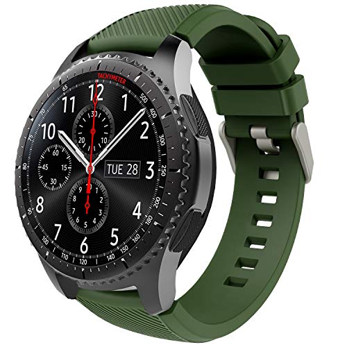 TiMOVO Band Compatible with Samsung Gear S3 FrontierGalaxy Watch 3 45mmGalaxy Watch 46mm 22mm Soft Silicone Strap fit S3 ClassicHuawei Watch GT3 46mmGTGT2 46mmTicwatch Pro 3 Army Green