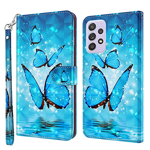 ALILANG Phone Case for Samsung Galaxy A53 5G Case Premium Flip Magnetic Closure Stand Function Card Holder PU Leather Cover for Samsung A53 5G Wallet CaseBlue Butterfly