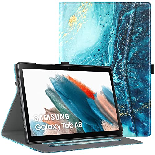 TiMOVO Case for Galaxy Tab A8 105 inch 2022 SMX200SMX205 Multiple Viewing Angles Folding Stand Case with Document Card Slots and Hand Hold Strap Fit Samsung Tab A8 Case Dreamy Nebula