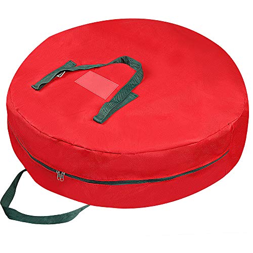 DFantiX Christmas Wreath Storage Container 30 inch Large Xmas Wreath Storage Bag with Handle Double Zipper 600D Oxford Decorative Wreath Holders for GarlandsDecorations and Ornaments