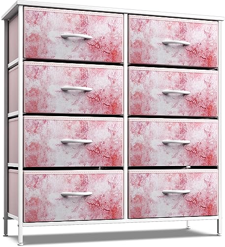 Sorbus Dresser with 8 Drawers  Furniture Storage Chest Tower Unit for Bedroom Hallway Closet Office Organization  Steel Frame Wood Top Easy Pull Fabric Bins 8Drawer Blue