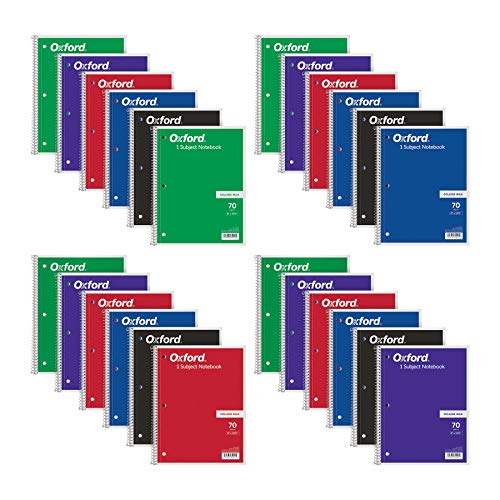 Oxford OneSubject Spiral Notebooks 65021 have 70 sheets of collegeruled paper and come in a variety of colours