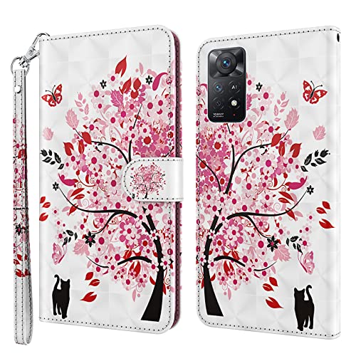 ALILANG Phone Case for Xiaomi Redmi Note 11 4G Not 5G Case Premium Flip Magnetic Closure Stand Function Card Holder PU Leather Cover for Redmi Note 11 4G Wallet CaseBlue Butterfly