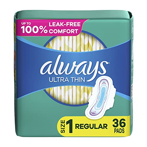 Packing may vary for the Always Ultra Thin Pads Size 1 Regular Absorbency Unscented with Wings