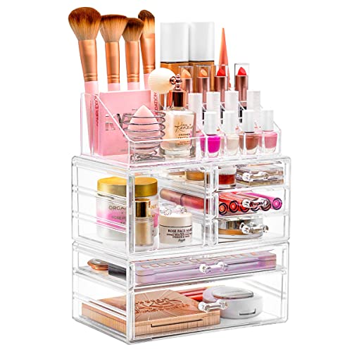 Sorbus Cosmetic Makeup and Jewelry Storage Case Display Organizer  Spacious Design  Great for Bathroom Dresser Vanity and Countertop Large