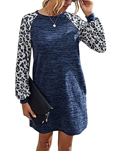 AnnaKaci Women39s Leopard Print Colorblock VNeck Short Sleeves TShirt Dress