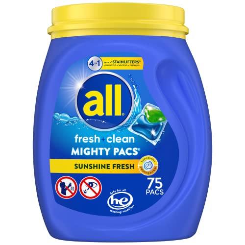 all Mighty Pacs Laundry Detergent 4 In Stainlifter Tub Blue Fresh Scent Fresh 60 Count