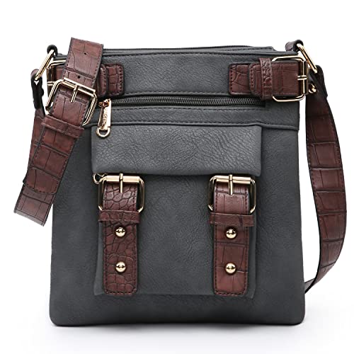 Dasein Womens UltraThin Vegan Leather Crossbody Bags with Convenient