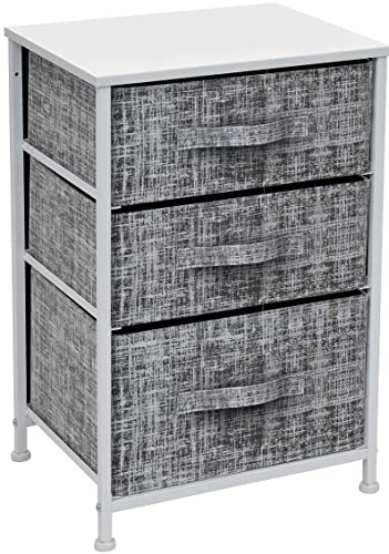 Sorbus Nightstand with 3 Drawers  Bedside Furniture  Accent End Table Chest for Home Bedroom Accessories Office College Dorm Steel Frame Wood Top Easy Pull Fabric Bins BlackCharcoal