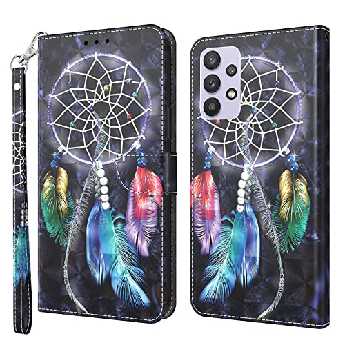 ALILANG Phone Case for Samsung Galaxy A32 5G Case Magnetic Stand Flip PU Leather Cover with Card Holder Protective Shockproof for Samsung A32 5G Wallet CaseCat