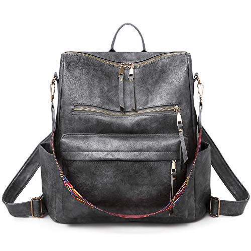 Qyoubi Women39s Leather Fashion Design Backpack Purse Casual Convertible Daypacks Satchel Handbags Multipurpose Travel Bag