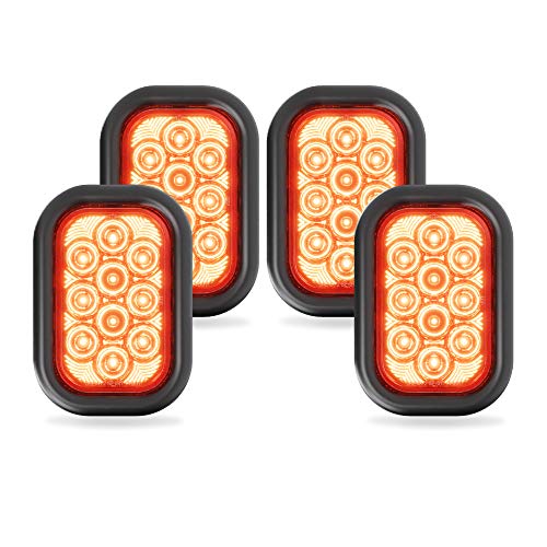 5 x 3 Rectangular Amber 10 LED Trailer Tail Light DOT Certified Truck Park Turn Signal Lights IP67 Waterproof RV Semi Truck Taillight 24 Bright LED With Colored Lens Grommet  Plugs Included