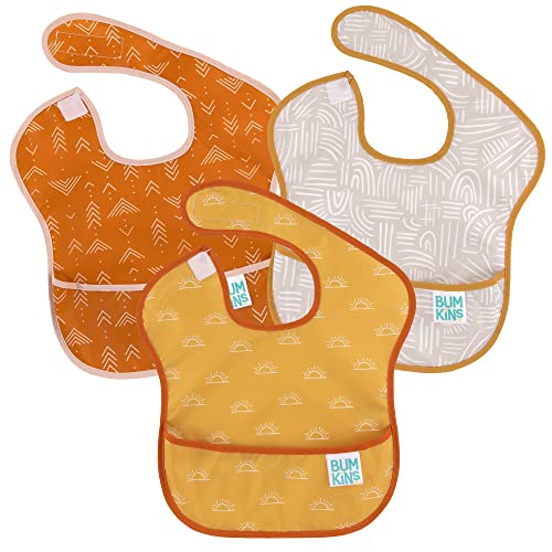 Bumkins SuperBib Baby Bib Waterproof Washable Fabric Fits Babies and Toddlers 624 Months  Always Hungry XOXO Hearts 3Pack