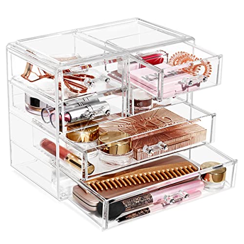 SpaceSaving Stylish Acrylic Bathroom Case with Two Large and Four Small Drawers by Sorbus for Cosmetics Makeup and Jewellery