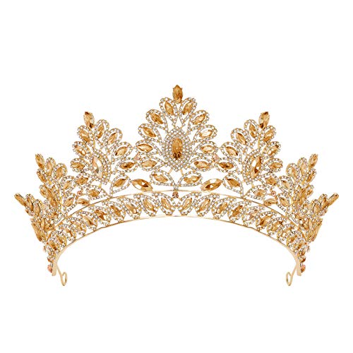 SWEETV Vintage Tiaras and Crowns for Women Baroque Wedding Tiara for Bride Jeweled Queen Crown Birthday Party Quinceanera Pageant Prom Headpieces