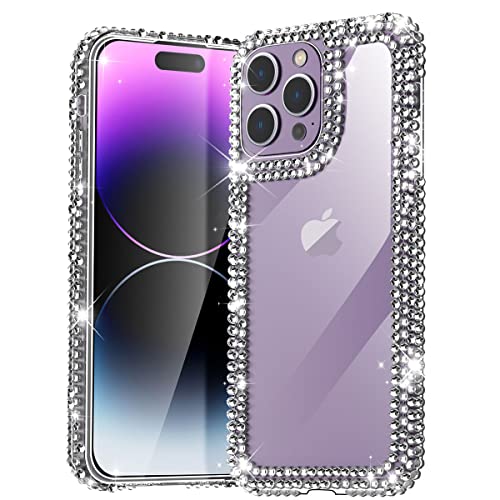 AICase for iPhone 14 Case for Women Glitter with Rhinestone Bling Diamond Girly Sparkle Cute Clear Phone Case for iPhone 14 Luxury Pretty Fashion Protective Case for Girls