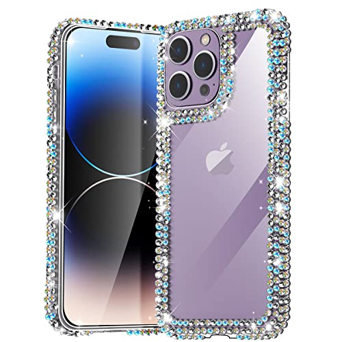 AICase for iPhone 14 Case for Women Glitter with Rhinestone Bling Diamond Girly Sparkle Cute Clear Phone Case for iPhone 14 Luxury Pretty Fashion Protective Case for Girls