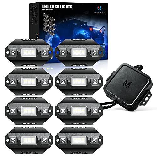 MICTUNING C1 8 Pods RGBW LED Rock Lights  Multicolor Underglow Neon Light Kit with Bluetooth Controller Music Mode