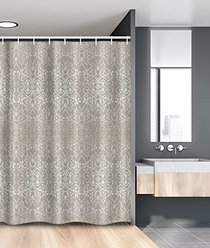 Ambesonne Grey Stall Shower Curtain Victorian Lace Flowers and Leaves Retro Background Old Fashioned Graphic Fabric Bathroom Decor Set with Hooks 36 W x 72 L Grey Beige