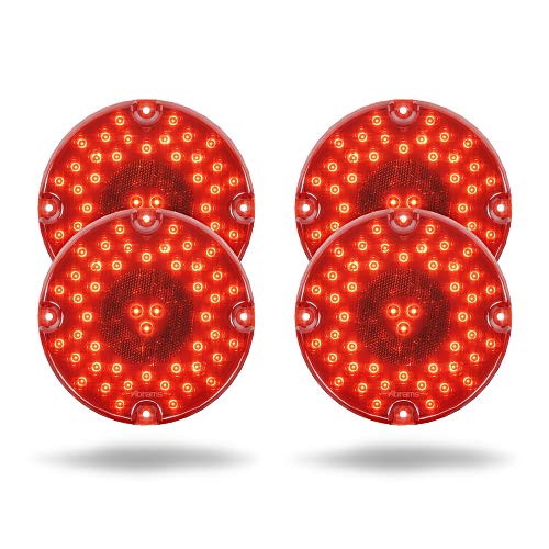 7 Round Red LED Bus STT Lamp Tail Light DOT Certified Builtin Reflex Lens Truck Stop Brake Turn Lights IP67 Waterproof RV Semi Truck Taillight 47 Bright LEDs With Colored Lens 1 Pack