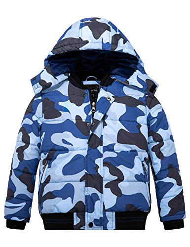 Padded Boys Winter Coat Waterproof Puffer Jacket with Detachable Hood by Wantdo