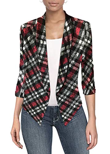 Hybrid Women39s Casual Work Office Blazer Jacket Open Front Cardigan Shawl Lapel with Removable Shoulder Pads Made in USA