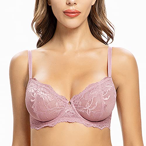 Wingslove Women39s Demi Lace Bra Sexy NonPadded Underwire Bra Plus Size Floral Bralette