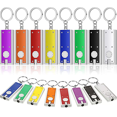 16 Pieces Mini Keychain LED Lights Keychains Flashlight Assorted Color Ultra Bright Flashlight Portable Key Chain Flash Light Torch Key Ring Powerful Keychain Lights for Outdoor Camping Activity