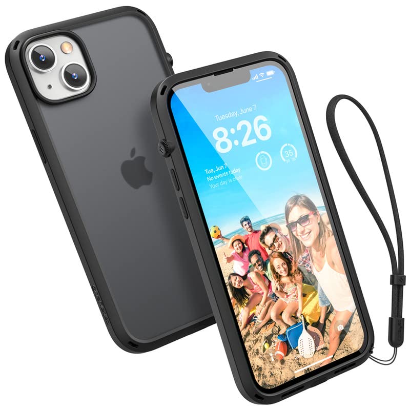 Catalyst Influence Case for iPhone 14 Plus Fingerprint Resistant Durable Drop Proof Easy to Clean Easy to Install Easy to Hold Lanyard Included  Stealth Black