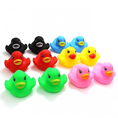 Novelty Place Float Rubber Duck Ducky Baby Bath Toy for Kids Assorted Colors 12 Pcs