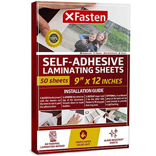 XFasten SelfAdhesive Laminating Sheets 6 x 9 Inches Pack of 100 476 mil Archival Safe and Yellowing Resistant Heavyweight Self Laminating Sheets