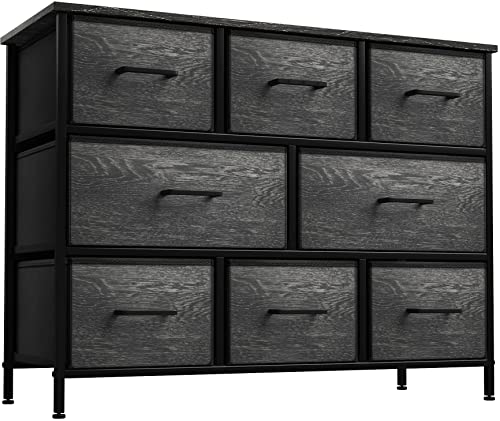 Sorbus 8 Drawer Fabric Dresser for Bedroom  Steel Frame Wood Top  Faux Wood Fabric  Tall Storage Chest for Clothes  Portable Stand Up Wardrobe