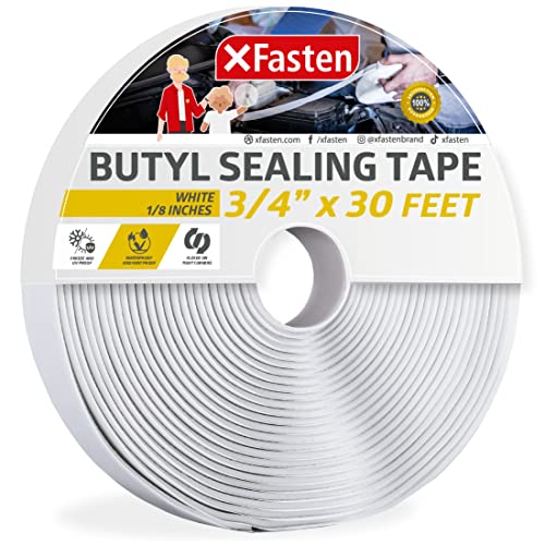 XFasten Butyl Seal Tape White 18Inch x 34Inch x 30Foot Leak Proof Putty Tape for RV Repair Window Boat Sealing Glass and EDPM Rubber Roof Patching