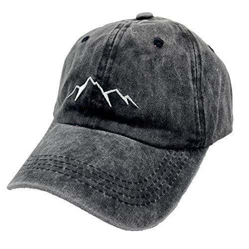 LOKIDVE Men39s Embroidered Mountain Explore Baseball Cap Outdoor Distressed Dad Hat Black