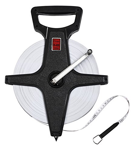 Champion Sports Open Reel Measure Tape with Metal Spike Hand Crank  Open Tape Measure for Track and Field Long Jump  Durable DualSided Measuring Reel with Feet and Meters  Multiple Lengths