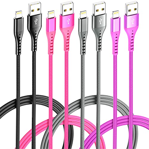 4Colors Lightning Cable iPhone Charger Xnewcable 4Pack 6ft Apple MFi Certified Long USB Charging Cord for Apple Charger iPhone 1211Pro11XS MAXXRX8766SPlus iPad ProAirMini